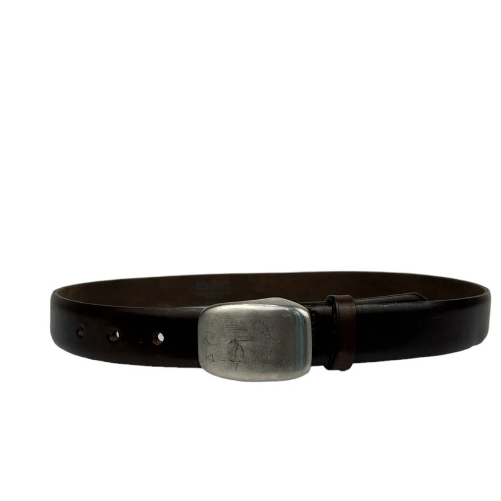 Vintage Structure Mens Solid Brass Silver Brown
Genuine Italian Leather Belt